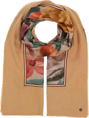 Image de FRAAS écharpe Patchwork Stole With Floral Print Camel brun