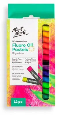 Produktbild von Mont Marte Wasserlösliche Fluoreszierende Ölpastellkreiden Set 12 Stück