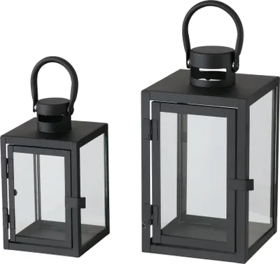 Zdjęcie produktu dla Metalowy lampion ze szklaną szybą, dwa rozmiary, ARANA