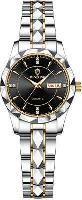 Produktbild von Watch Für Damen, 3ATM Wasserdicht Kalender diamantförmiges Analoge Quarz Paaruhren Damenuhren Edelstahlarmband Uhr mit leuchtende Zeiger