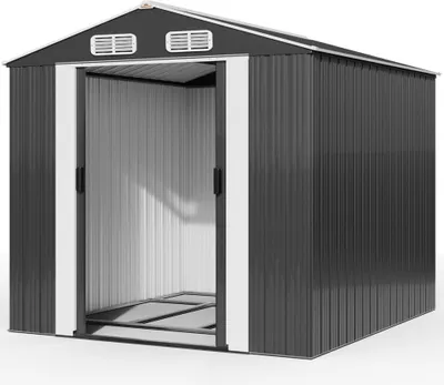 Produktbild von GARDEBRUK® XXXL Metall Gerätehaus 8m² mit Fundament 315x260x180cm Schiebetür Anthrazit Geräteschuppen Gartenhaus 15m³