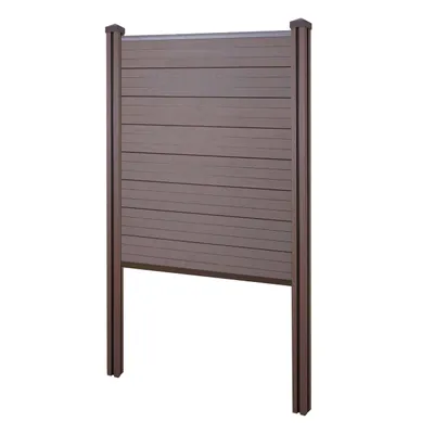 Immagine prodotto di Schermo privacy in WPC Sarthe, recinzione frangivento, palo in WPC da inserire nel calcestruzzo ~ elemento di base stretto, 105 cm marrone