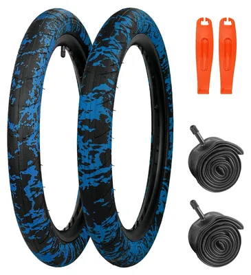Produktbild von 20 Zoll x 2,4 Zoll Mountainbike-Reifen – Geeignet für Jugend-Mountainbikes – Schwarz & Blau