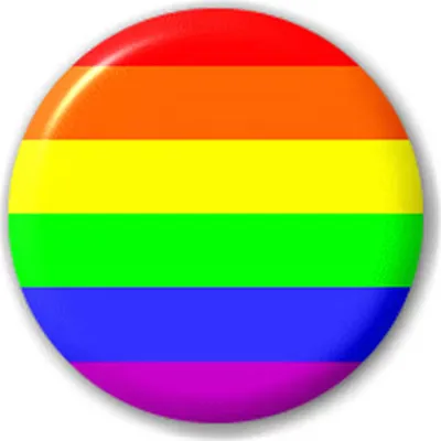 Produktbild von Ansteckbutton mit leuchtendem Regenbogen-Design, rund, 25 mm Durchmesser
