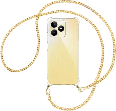 Produktbild von Handykette Backcover-Schutzhülle mit Band (Metall goldfarben) für Realme C53 (RMX3760, 6.74'') - goldfarbene Kette