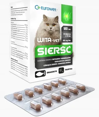 Zdjęcie produktu dla Eurowet Wita-Vet Sierść dla kota - wsparcie skóry i sierści, 120 szt.