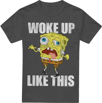 Produktbild von SpongeBob SquarePants - "Woke Up Like This Meme" T-Shirt für Herren/Damen Uni TV18383 (L) (Holzkohle)