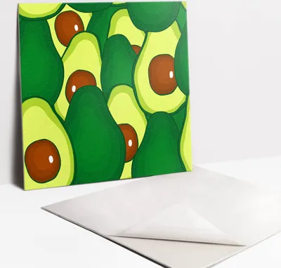 Produktbild von Fliesenaufkleber Set für Bad und Küche - 9 Fliesen Selbstklebend PVC - 30 x 30 - Grüne Zeichnen Avocado