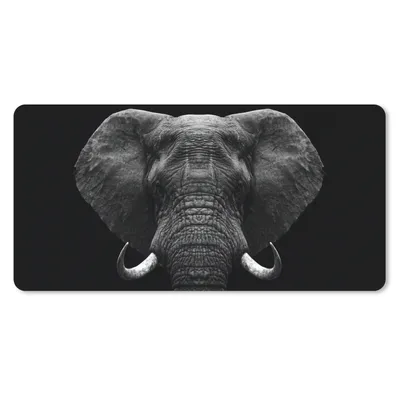 Produktbild von MuchoWow® Mauspad Mousepad Tiere - Elefant - Porträt - Schwarz - Weiß 60x30 cm - Mousepads - Maus Mat - Pad - Mausunterlage - Nachhaltig