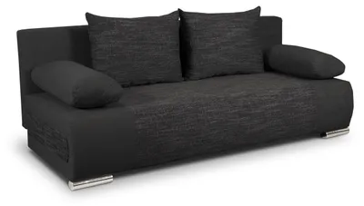 Produktbild von Schlafsofa Naki - Sofa mit Schlaffunktion und Bettkasten, Bettsofa, Couch (Schwarz + Schwarz (Alova 04 + Berlin 02))