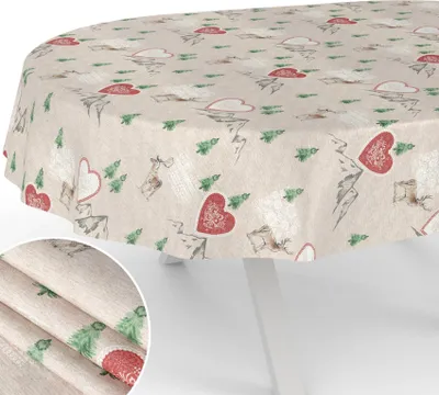 Produktbild von Tischdecke Renntier Herz Oval 180x140cm