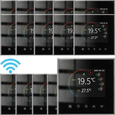 Zdjęcie produktu dla 15X Cyfrowy termostat LCD WiFi, tygodniowy programowalny termostat pokojowy do ogrzewania elektrycznego 16A, sterowanie dotykowe/aplikacja mobilna/sterowanie głosowe ogrzewanie podłogowe kompatybilne z Alexa/Google Home, czarny