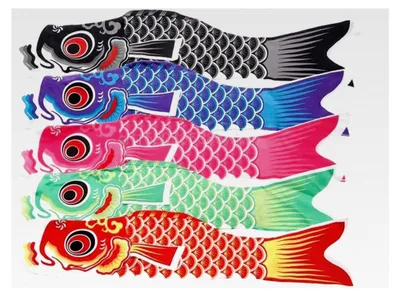 Produktbild von Fünffarbige Karpfenflagge im japanischen Stil, 70 x 13,5 cm