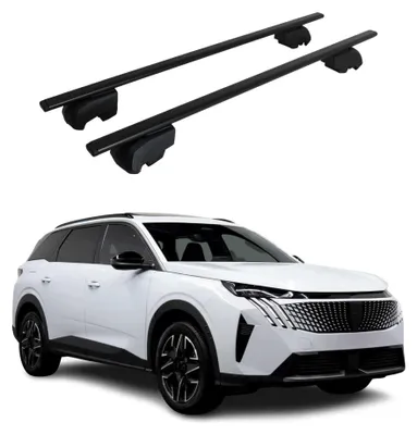 Image de Barres de toit Transversales pour Peugeot 5008 III 2024-2026 Acier Noir 2Pcs, Image générée par une IA