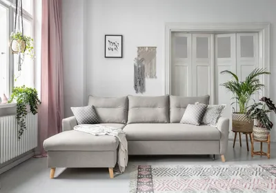 Image de MIUFORM Stylish Stan - Canapé d'angle avec fonction lit et coffre de lit L-FORME GAUCHE - 224x148cm - Beige - Canapé-lit Canapé