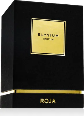 A black and gold box for Roja Parfums Elysium Pour Homme Parfém.