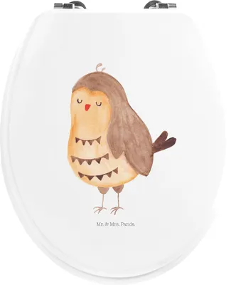 Produktbild von Mr. & Mrs. Panda klo deckel Eule Zufrieden - Weiß - Geschenk, Owl, Müde, Klodeckel, WC-Sitz, WC Sitz, holz toilettensitz, Klobrille, Liebe Spruch, Waldtier, Romantisch