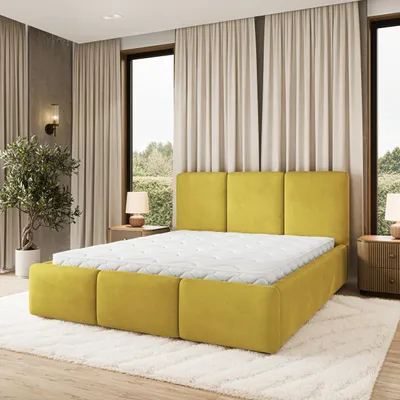 Produktbild von Masseno Polsterbett MORENA MGV 160x200 cm, Polsterbett mit Bettkästen - Gelb, MAGIC VELVET 2234