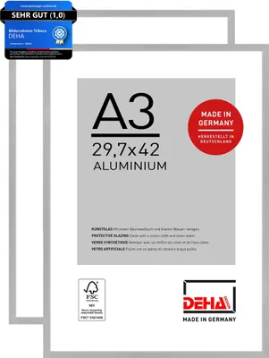 Produktbild von DEHA 2er SET Aluminium Bilderrahmen Tribeca, 29,7x42 cm (A3), Struktur Silber Matt