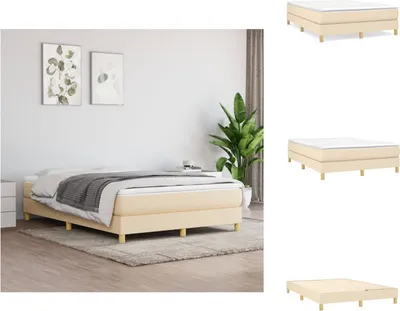 Produktbild von vidaXL Boxspringbett mit Matratze Creme 140x200 cm Stoff -  Betten & Bettgestelle