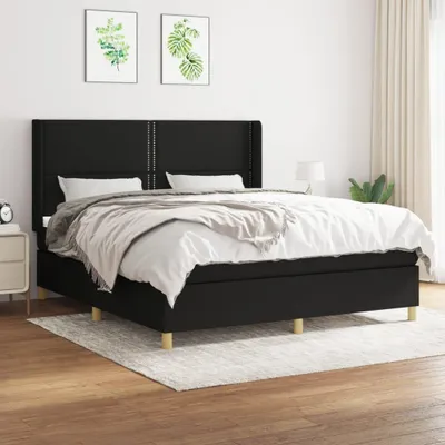 Produktbild von CLORIS Boxspringbett Polsterbett mit Matratze Schwarz 180x200 cm Stoff, 86,59 kg
