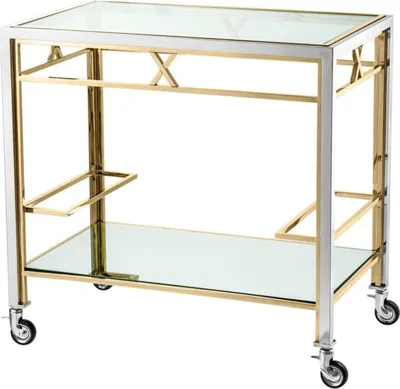 Produktbild von Casa Padrino Luxus Servierwagen Silber / Gold 80 x 48 x H. 76,5 cm - Hotel Restaurant Gastronomie Accessoires