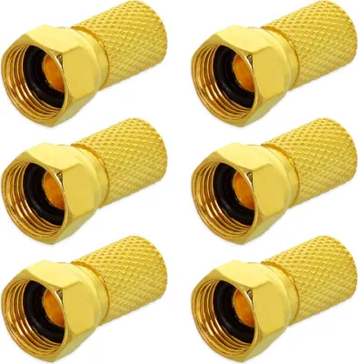 Produktbild von 6x Sat F-Stecker 6,5-7 mm + Dichtungsring vergoldet TV Koaxialkabel Antennenkabel