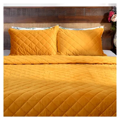 Produktbild von 3-teiliges Deckenset ELENIA 240x260cm / 50x70cm gelb