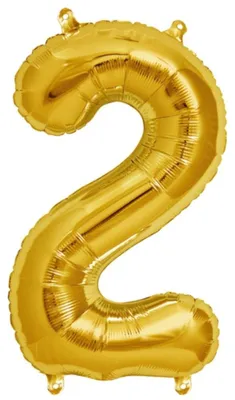Riesen-Folienballon Zahl 2, Gold, 102 cm, für Luft/Helium