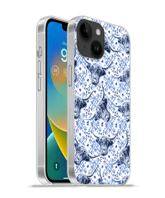 Produktbild von MuchoWow® Handyhülle Schutzhülle Hülle für Apple iPhone 14 - Softcase Delfter Blau - Tiere - Schottischer Highlander Silikon Softcase Handy Hülle - Mobiltelefonhülle