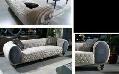 Image de Canapé 3 places 3 sièges tissu luxe Canapé big rembourré 230 cm designer