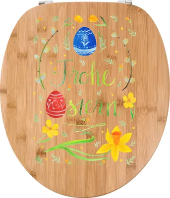 Produktbild von Mr. & Mrs. Panda Klobrille Ostern Frohe Ostern - Transparent - Geschenk, Toilettendeckel, Bemalte Ostereier, Ostergrüße, Osterei, klo deckel, Klodeckel, Osterblume