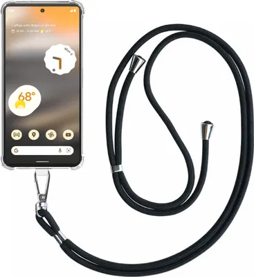 Immagine prodotto di Custodia per telefono adatta a Google Pixel 6A trasparente a prova di urto con cordino universale staccabile - Cover Case in silicone a prova di urto con cordino - Smartphonics