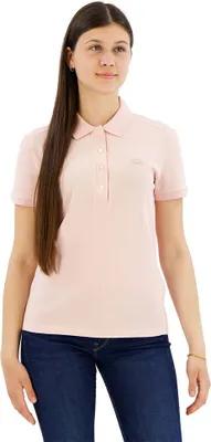 Image de Polo à manches courtes Lacoste en piqué de coton stretch, rose, taille 32 pour femme