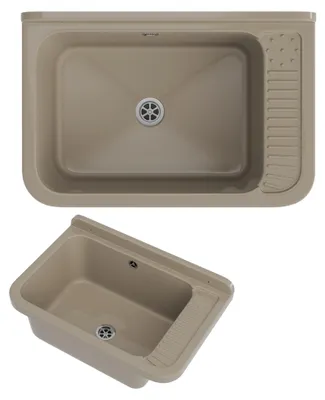 Immagine prodotto di Granitan - Lavabo - Lavello - 58x38x26 cm - Beige - con sifone - Lavello - NEGRA