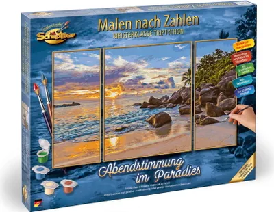 Produktbild von Malen nach Zahlen - Abendstimmung im Paradies - Meisterklasse Triptychon