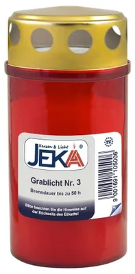 Produktbild von Grabkerze Nr. 3 rot mit Deckel 1 Stück von Jeka