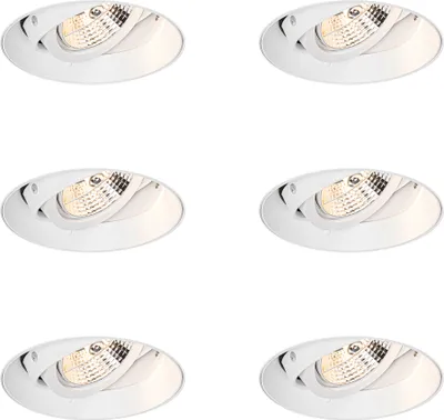 Produktbild von QAZQA - Set mit 6 modernen Einbaustrahlern Weiß GU10 AR70 Rund Trimless - Oneon I Wohnzimmer I Schlafzimmer - Aluminium - LED geeignet GU10
