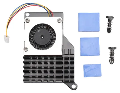 Obrázek produktu pro Pro RasPi 5 – aktivní chladič s 4pinovým konektorem, hliníkový ventilátor s nepřetržitým provozem, černý