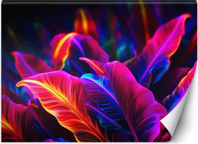 Produktbild von Vlies fototapete Neon-Blätter 350x245 cm Feeby Bunt inkl. Kleber einfache Montage