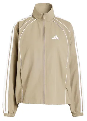Immagine prodotto di Felpa sportiva da donna adidas Iconic, con inserti a coste e logo delle 3 strisce, colore kaki, taglia XS