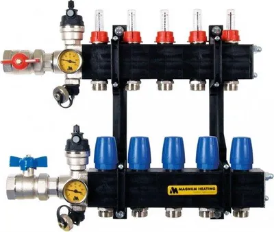 Imagen del producto de Distribuidor de plástico para 8 circuitos de calefacción de baja temperatura