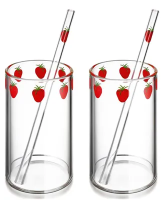 2er-Set Erdbeer-Gläser 300 ml Trinkgläser