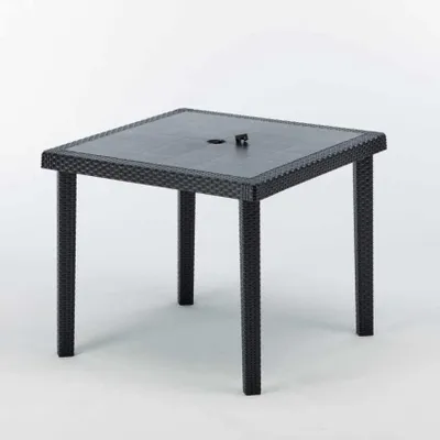 Produktbild von Grand Soleil Boheme Quadratischer Poly-Rattan-Garten-Bartisch 90x90 - Schwarz