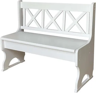 Imagen del producto de Banco de madera maciza, 135 cm, blanco, 1 unidad, con respaldo
