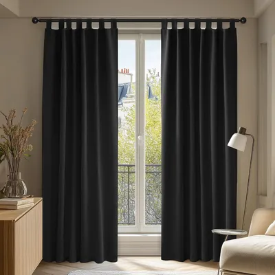 Produktbild von Verdunkelungsvorhänge Blickdicht Thermovorhänge Kälteschutz 290x140 cm Schwarz 2er Set