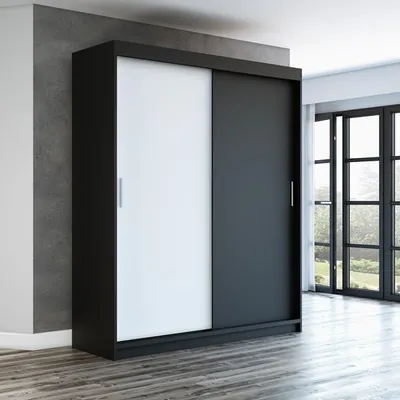 Produktbild von Schwebetürenschrank, 2-türig Schrank! Moderne Garderobe für Kleidung. Verschiedene Farben (Weiß, Schwarz, Somona) Kleiderschrank PAX 180 cm