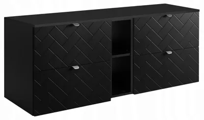 Zdjęcie produktu dla Szafka Łazienkowa Wisząca Pod Umywalkę Regał Blat 140X46 Cm Rensan Czarna