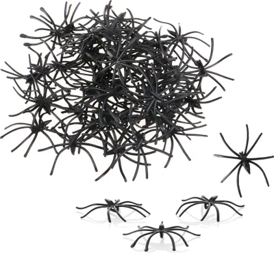 Produktbild von com-four® 50x Deko-Spinnen - wiederverwendbare Streudeko für Halloween - gruselige Spinnen als Tischdekoration für Horror-Partys & schaurige Events