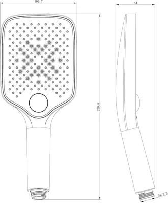 Produktbild von Handbrause HB152E - ABS - eckig - Anti-Kalk - 3 Strahlarten, Farbe:Chrom / Schwarz matt
